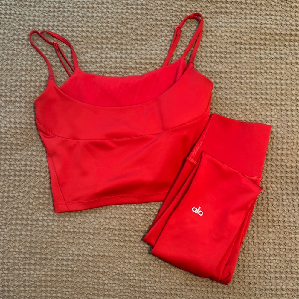 ALO Yoga Vibrant Red Sports Bra Set